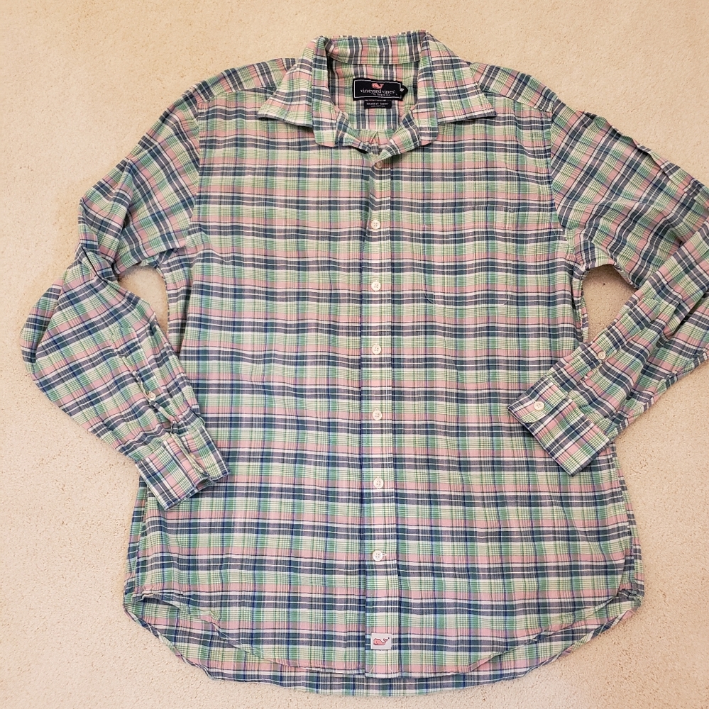 Vineyard Vines Plaid 100% Cotton Murray Shirt szM